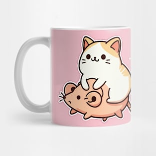 Cute cat ride mouse Mug